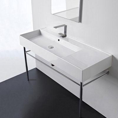 Scarabeo By Nameeks 18.1'' Glossy White Ceramic Rectangular Bathroom Sink with Overflow