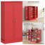 Armoire de rangement pour garde-manger de 41 po, armoire de cuisine autoportante avec portes doubles, tablette à 5 niveaux, 12 étagères à épices et tablettes réglables, rouge-1341405573
