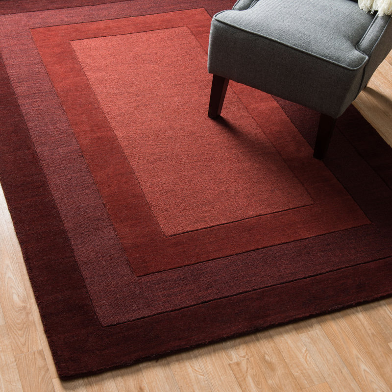Tapis brun / rouge en laine touffeté à la main Keifer, Rectangle 7 pi 10 po x 11 pi