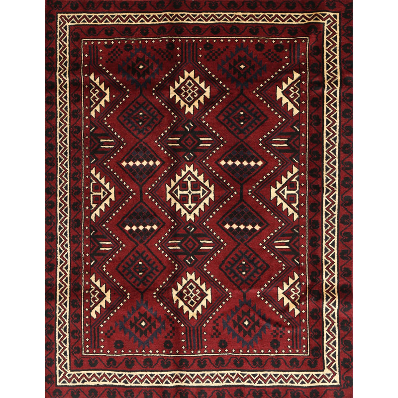 Tapis traditionnel mehroon/noir/crème, Rectangle 2 pi x 4 pi