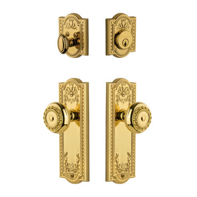 Parthenon Long Plate Complete Entry Set with Single Cylinder Deadbolot and Parthenon Knob