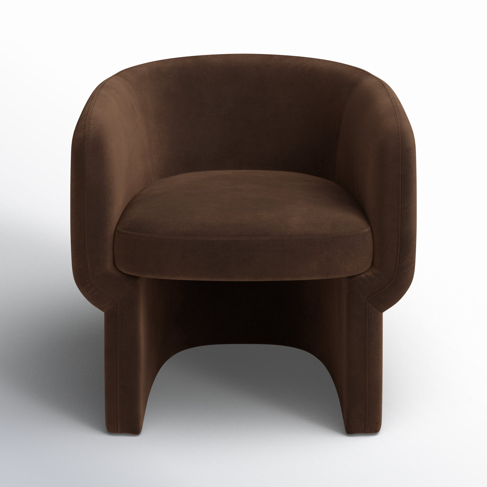 Cambry Upholstered Barrel Chair, Dark Brown Velvet