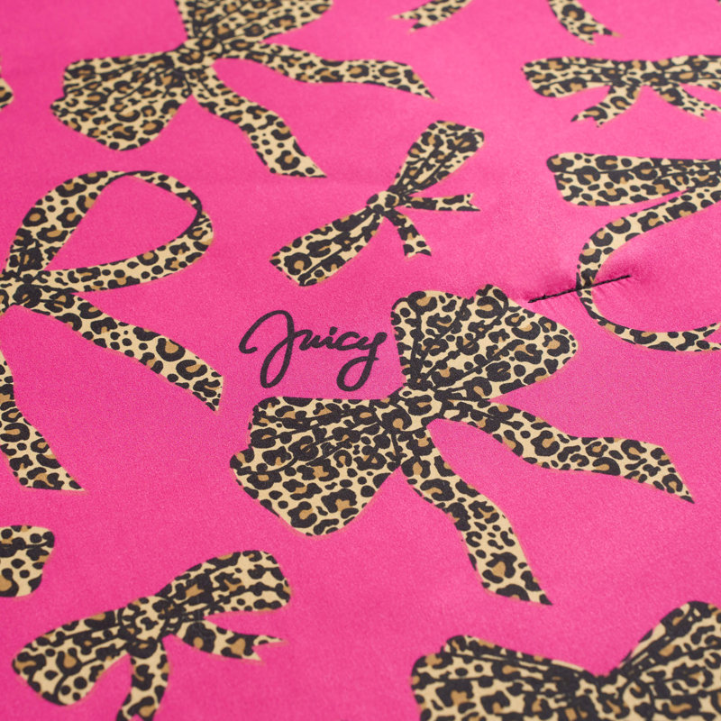 Juicy Couture Solid Plush Reversible Cheetah Bows Comforter Sets, King + 3 Additional Pieces