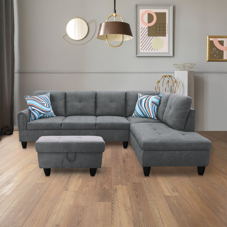 Soyla 97" Wide Modular Sofa & Chaise with Ottoman