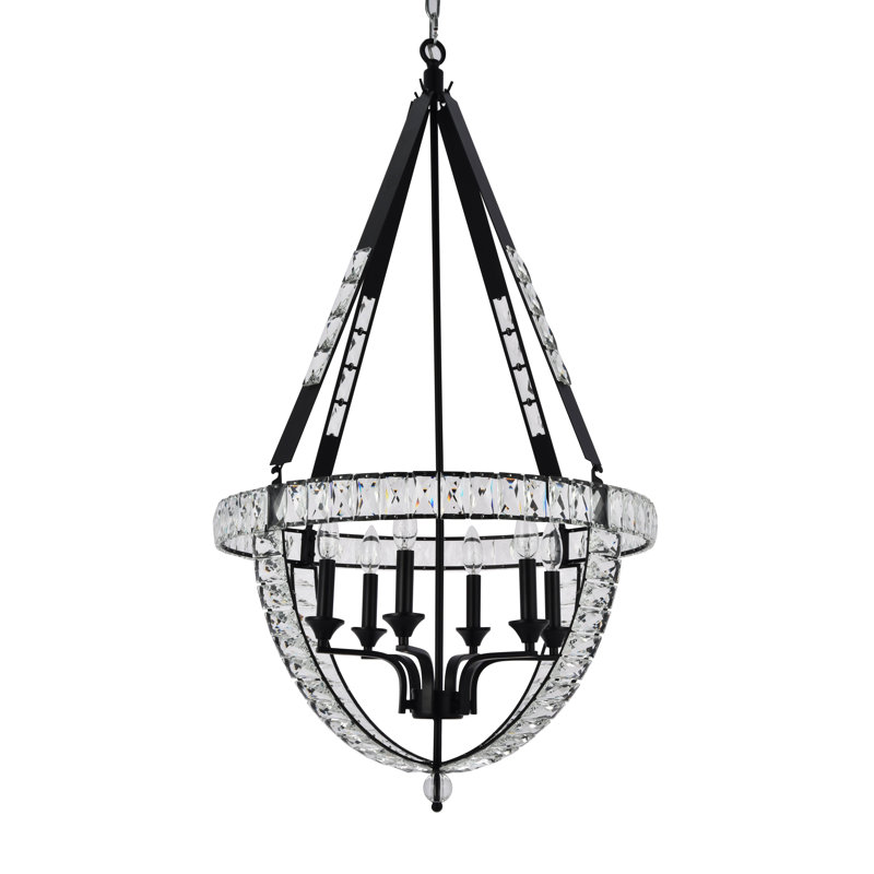 Lustre en cristal 6 lumières Transitional, Noir, Non