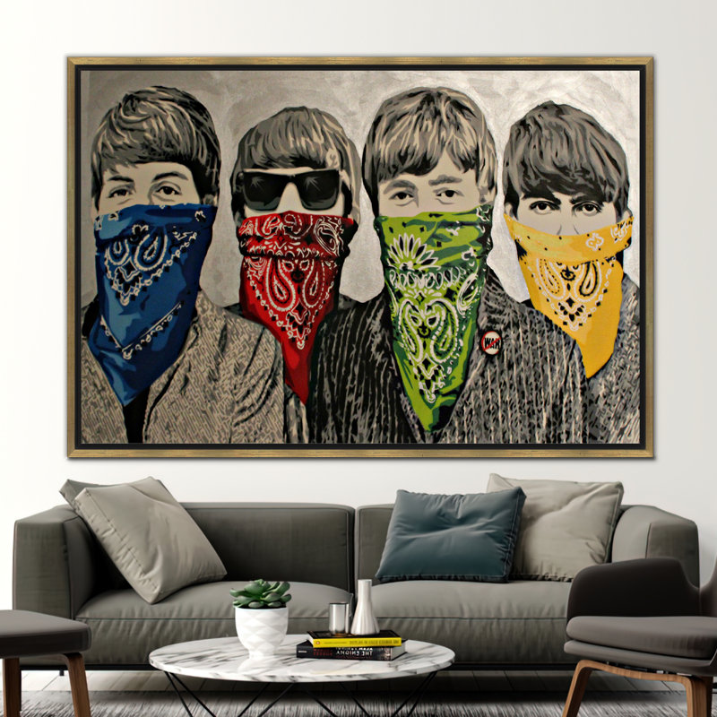 Banksy Beatles Graffiti Wall Art - affiche abstraite d'art de rue avec un design emblématique de Bandanas, H 26 po x l 37 po