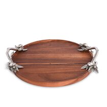 Oval Wooden Serving Tray with Handles, Decorative Platter for Coffee Table,  Living Room (15.75 x 10.8 x 1.25 in) : : Home