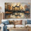  «Gray Black Rustic Castle By The Lake - Chateaus Wall Art Living Room-106120651-134423425