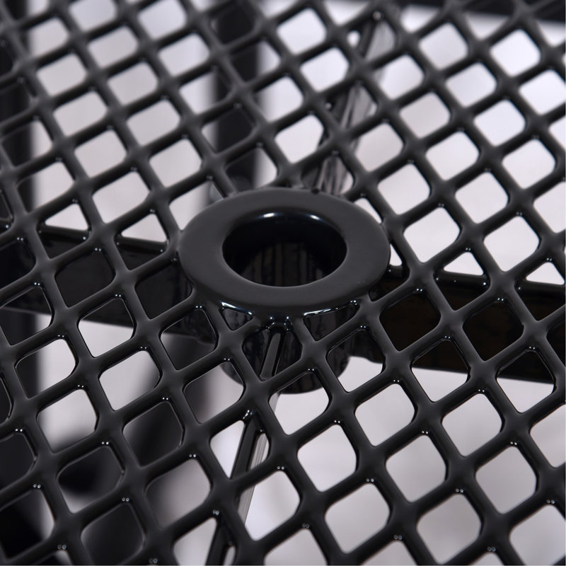 Table de pique-nique carrée en acier pour l'extérieur 46 ", avec parasol, Noir, Noir