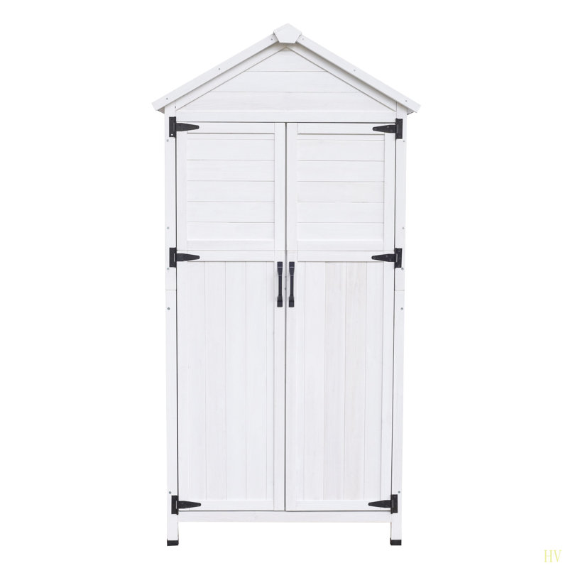 67" Fir Wood Storage Shed With Double Doors