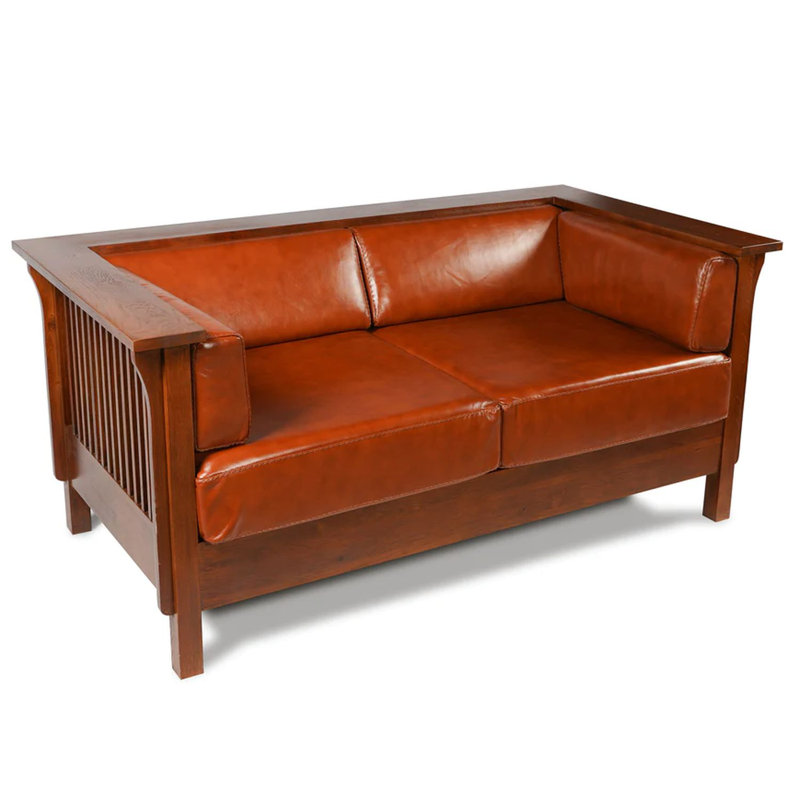 Causeuse Edehard, Cuir véritable brun