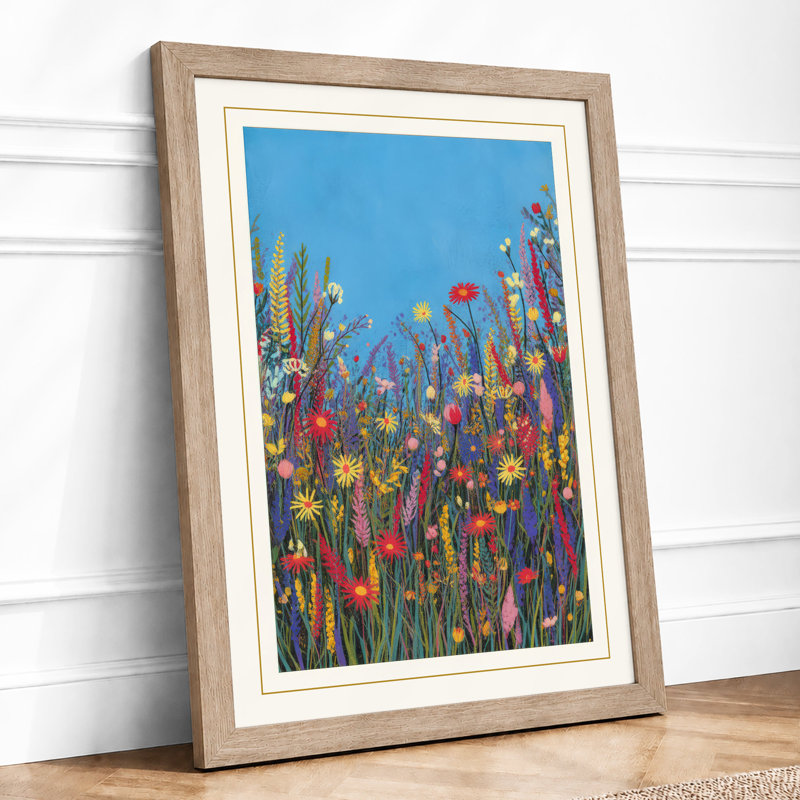 Wildflower Meadow Boho - Framed Print, A1 - 84.1 x 59.4 cm, Oak