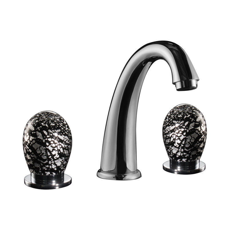 Murano Widespread Bathroom Faucet, Black/Silver