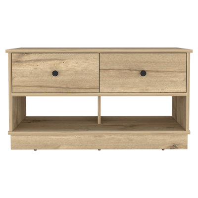 Rectangle 2-Shelf 2-Drawer Storage Bench