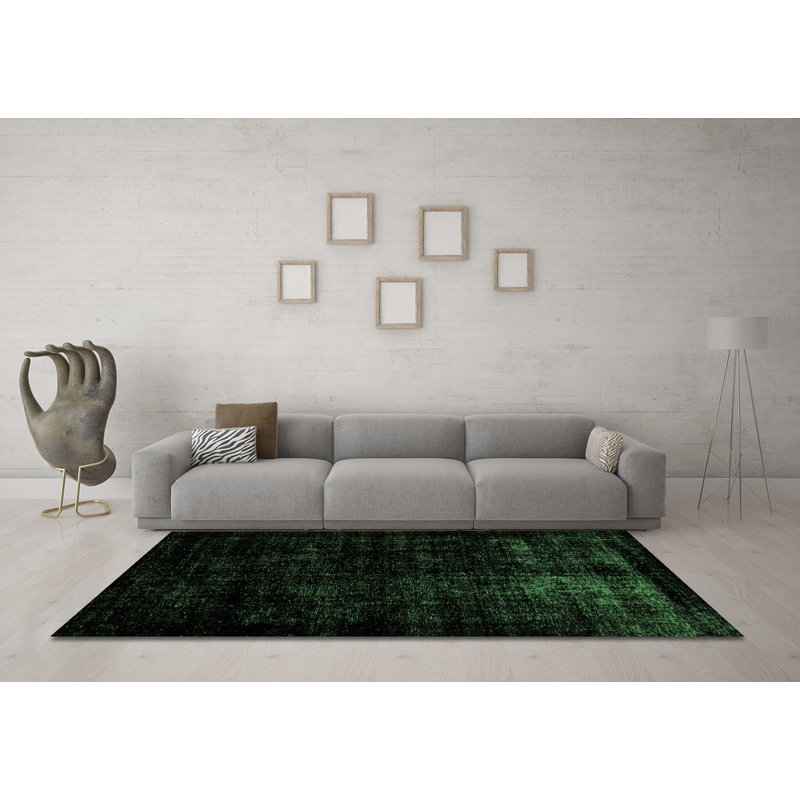 Tapis abstraits lavables à la machine vert émeraude Abstract, Carré 8 pi