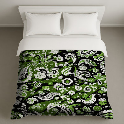 Housses de couette à motif floral vert et noir