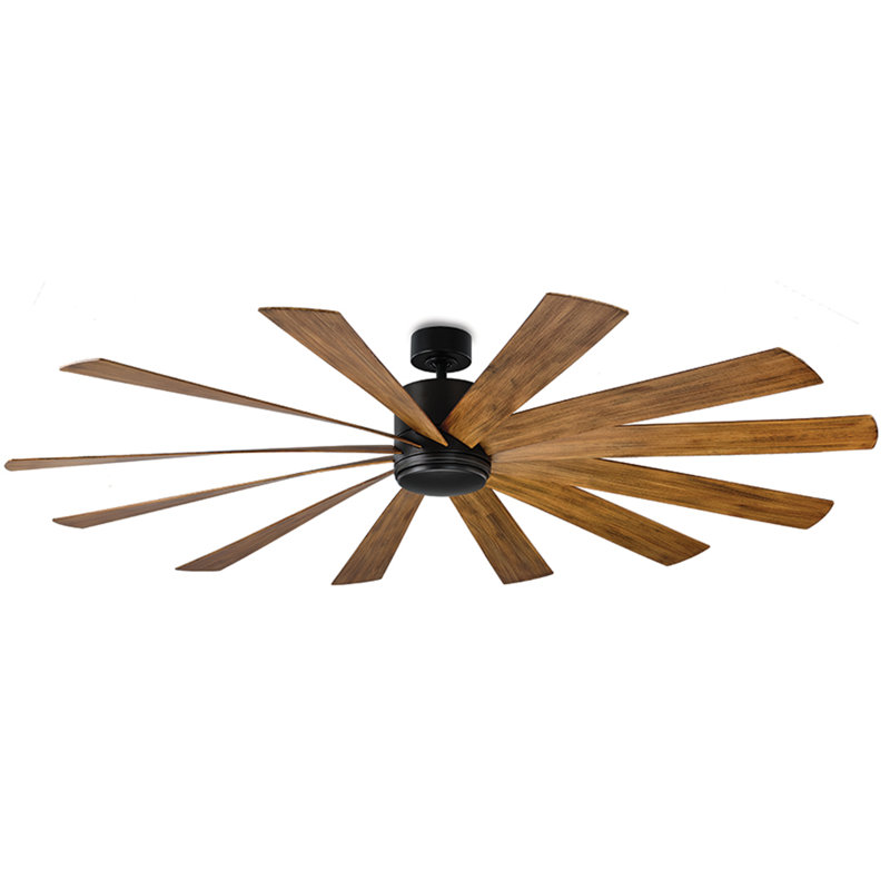 Windflower 12 - Blade Windmill Smart Ceiling Fan with Wall Control and LED Light Kit Included, Works With Alexa and iOS or Android App