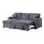 Ensemble de canapé modulaire convertible en velours côtelé gris foncé avec méridienne réversible et lit escamotable