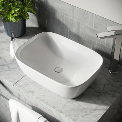 Belfry Bathroom Hern 455mm L x 320mm W White Ceramic Rectangular Sink with Overflow
