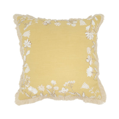 Graceful Embroidered Floral Pillow