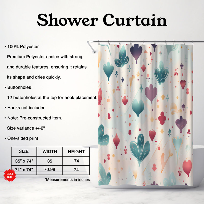 Card Patterns - Rideau de douche Premium, H 74 po x l 71 po