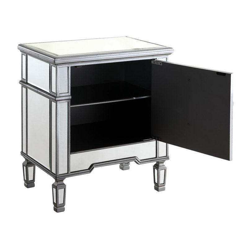Caila Mirrored 2-Drawer Accent Chest, Silver