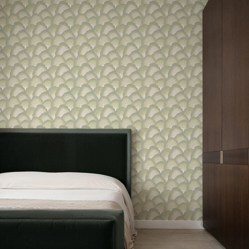 Wave Scales - Wallpaper, Pale Green, Premium Paper, Non-Pasted