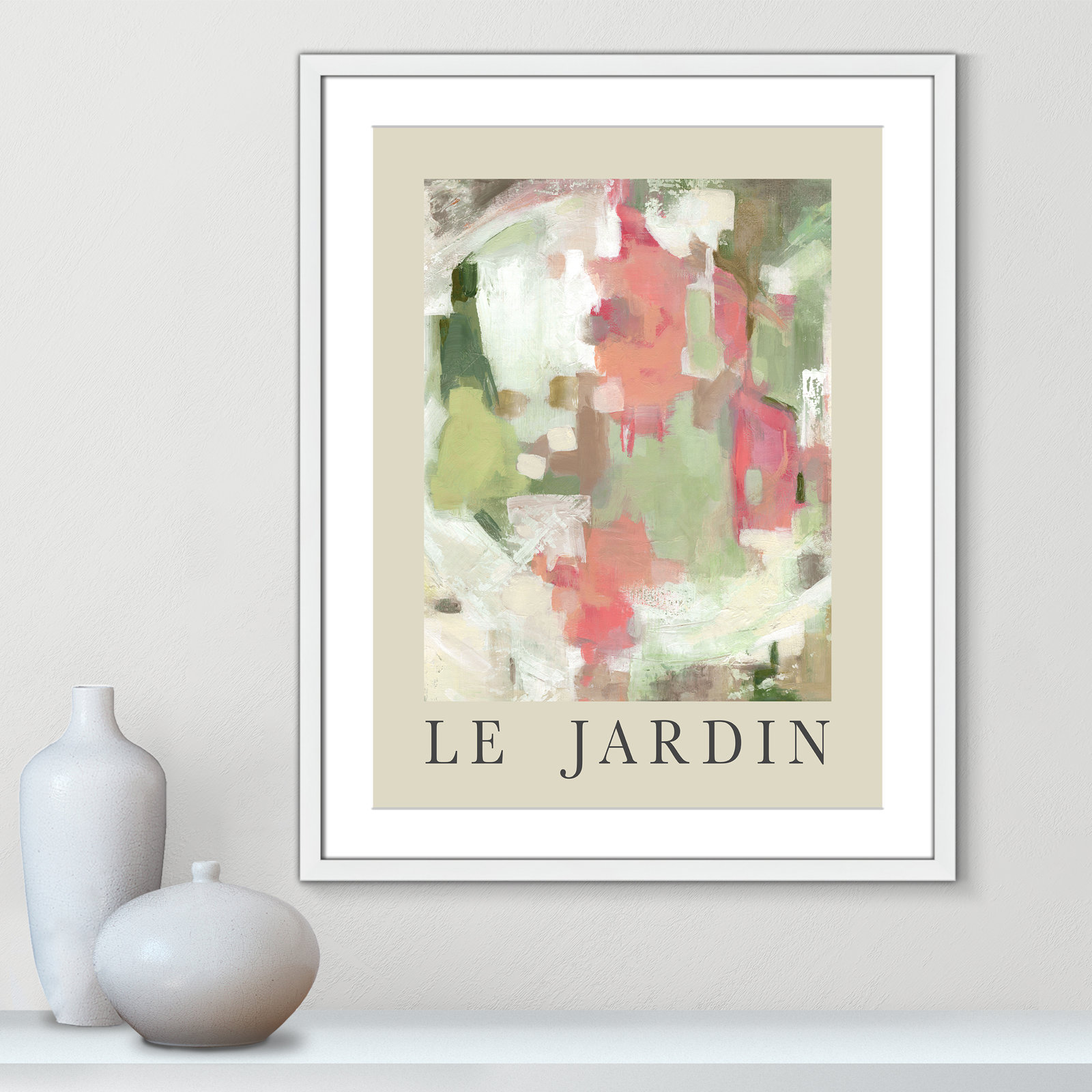 Riya "Le Jardin" Print by Carol Robinson, White Single Picture Frame, Yes, 29.5" H x 23.5" W x 1.25" D