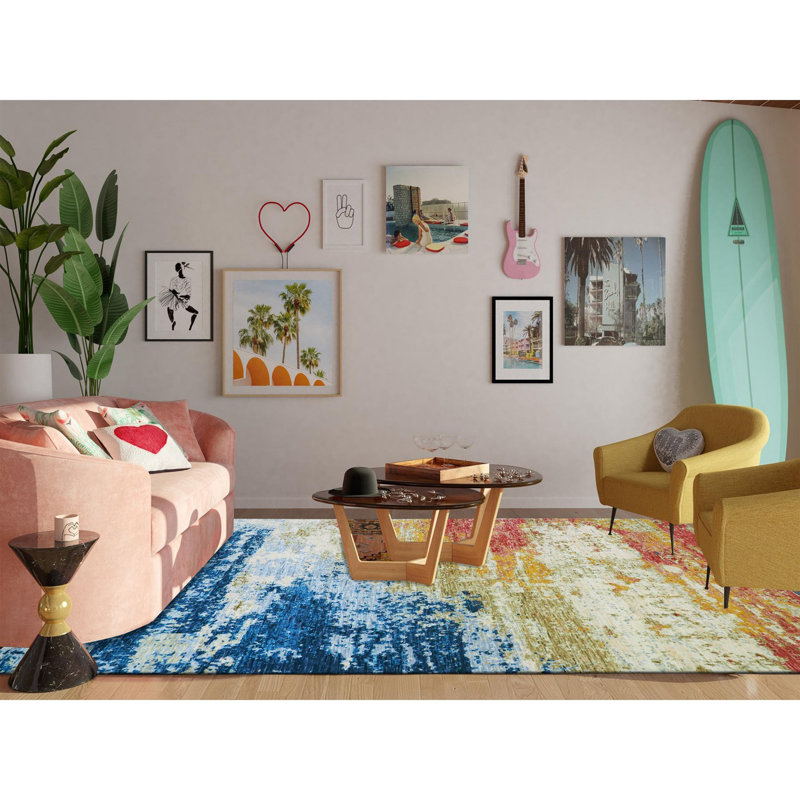 Tapis en laine noué à la main 10 pi 3 po x 13 pi 9 po ivoire