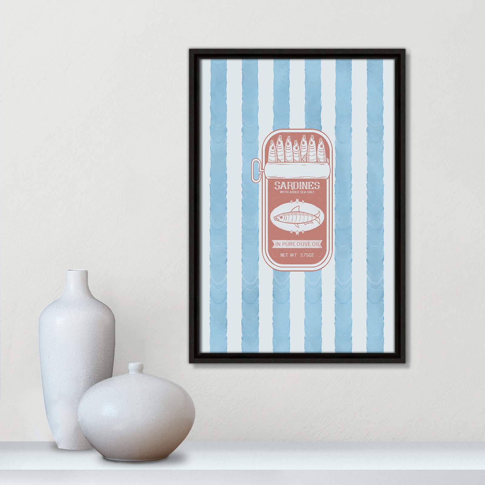 Salty Sardines Print by Marcus Prime, 13.5'' W x 19.5'' H, Espresso Floater