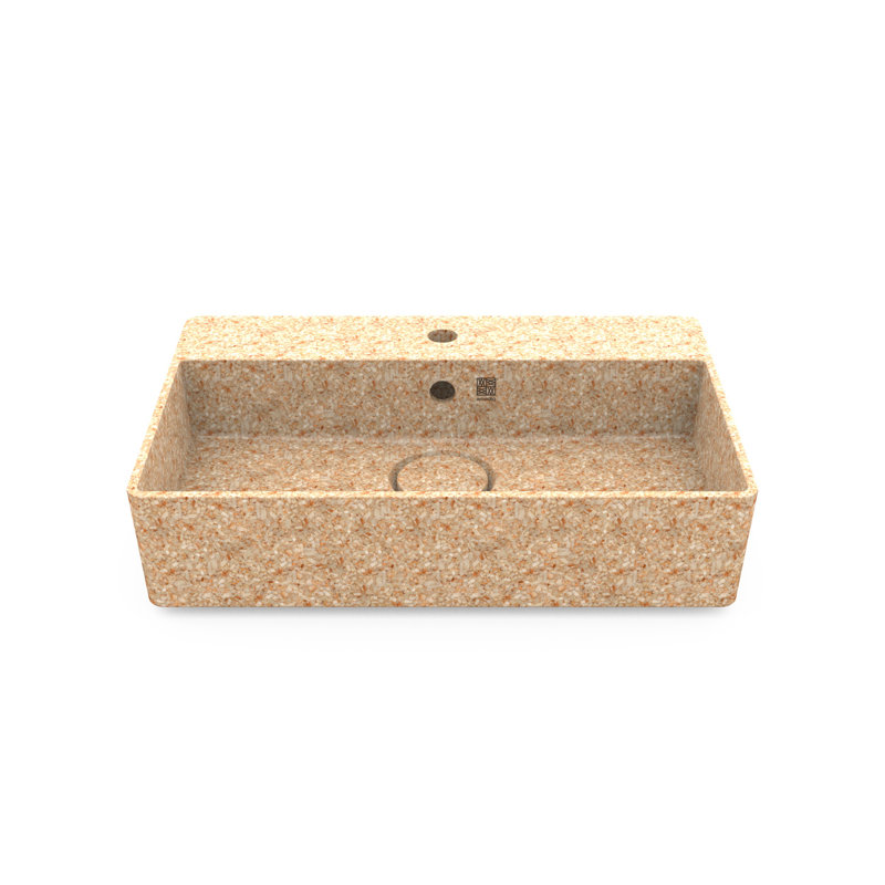 Lavabo de salle de bain vasque avec trou pour robinet Cube60, Naturel