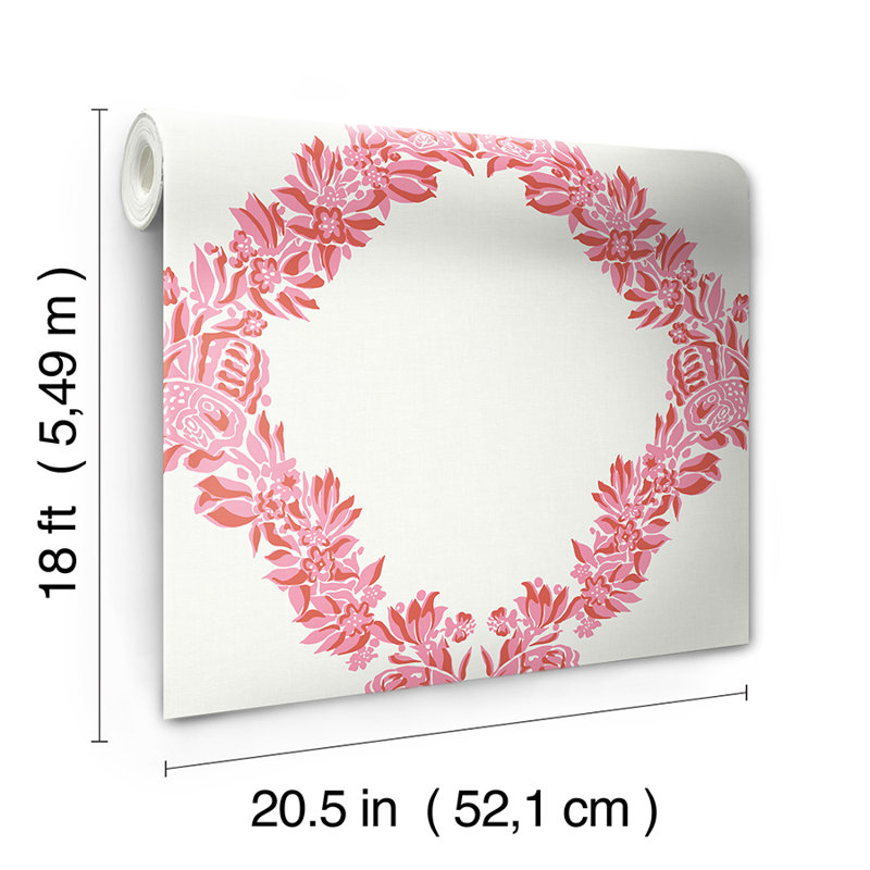 Wreath Vinyl Peel & Stick Wallpaper Double Roll, Valentino