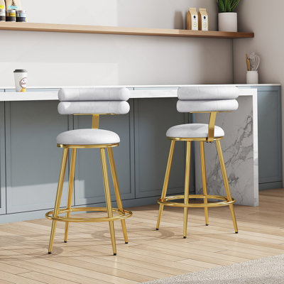 Ensemble de deux tabourets de comptoir modernes au design ergonomique, avec dossier et coussin moelleux, repose-pieds pour la cuisine, la chambre à coucher ou la salle à manger