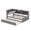 Lit plateforme en bois avec lit gigogne, tablettes et tête de lit-107510386