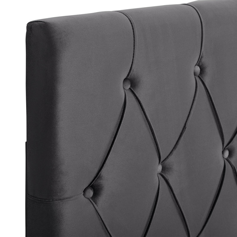Tête de lit tapissier à panneau Krystal, Gris foncé, Très grand