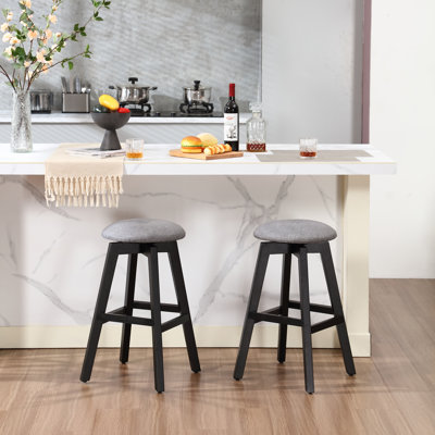 Liseta Swivel Upholstered Counter Stool with Solid Wood Frame
