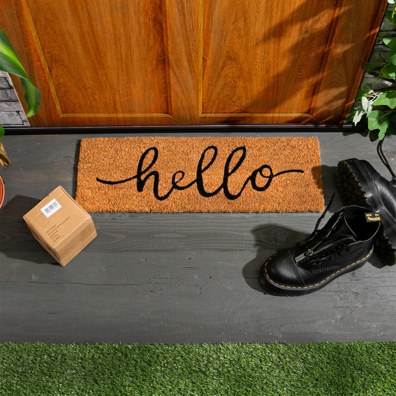 Nicola Spring - Coir Step Mat - 60 x 20cm - Hello