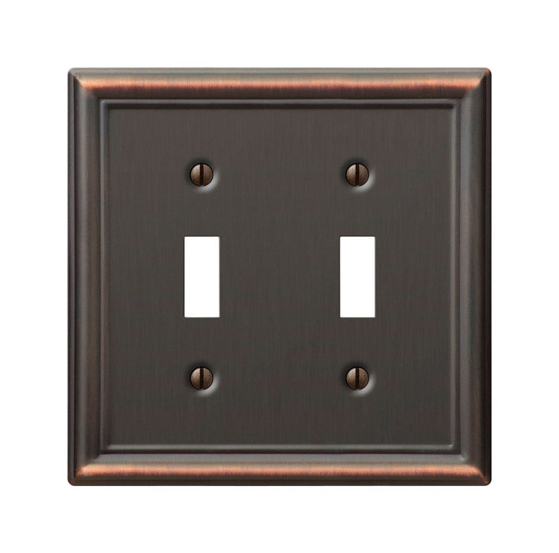 Amerelle Chelsea Bronze 2-Gang Stamped Steel Toggle Wall Plate