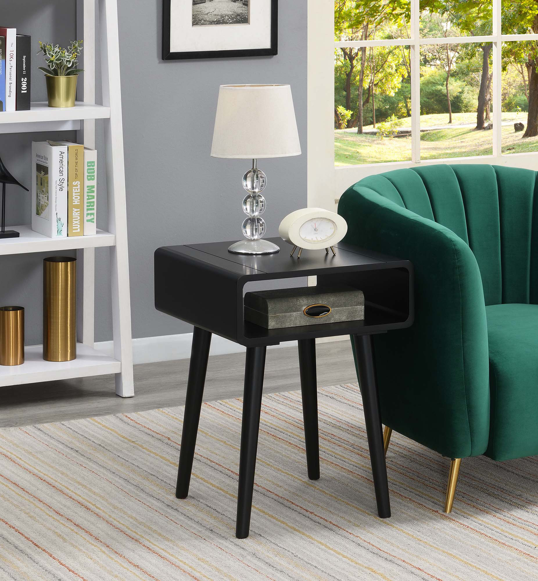 Black mid discount century end table