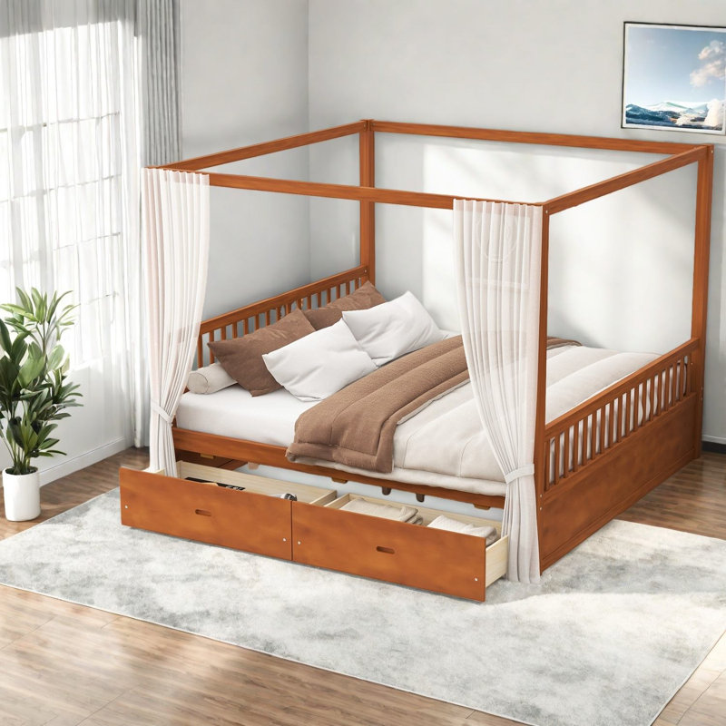 Lits en bois peu encombrants avec tiroirs de rangement pour chambre à coucher moderne