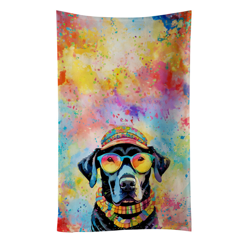 Black Labrador Hippie Dawg Kitchen Towel