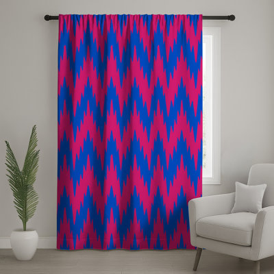 Rideaux de fenêtre en zigzag rose, voilage et voilage à chevrons - 1 panneau
