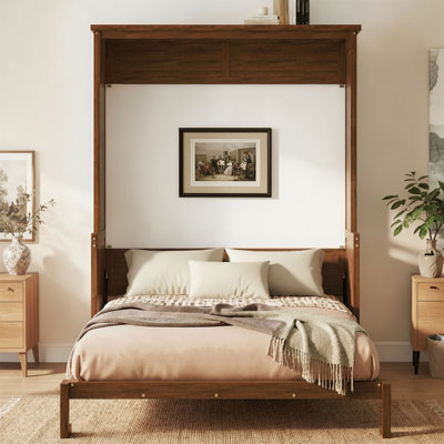 Grand lit escamotable avec bureau, armoire murale à contrefiche à gaz et conception peu encombrante