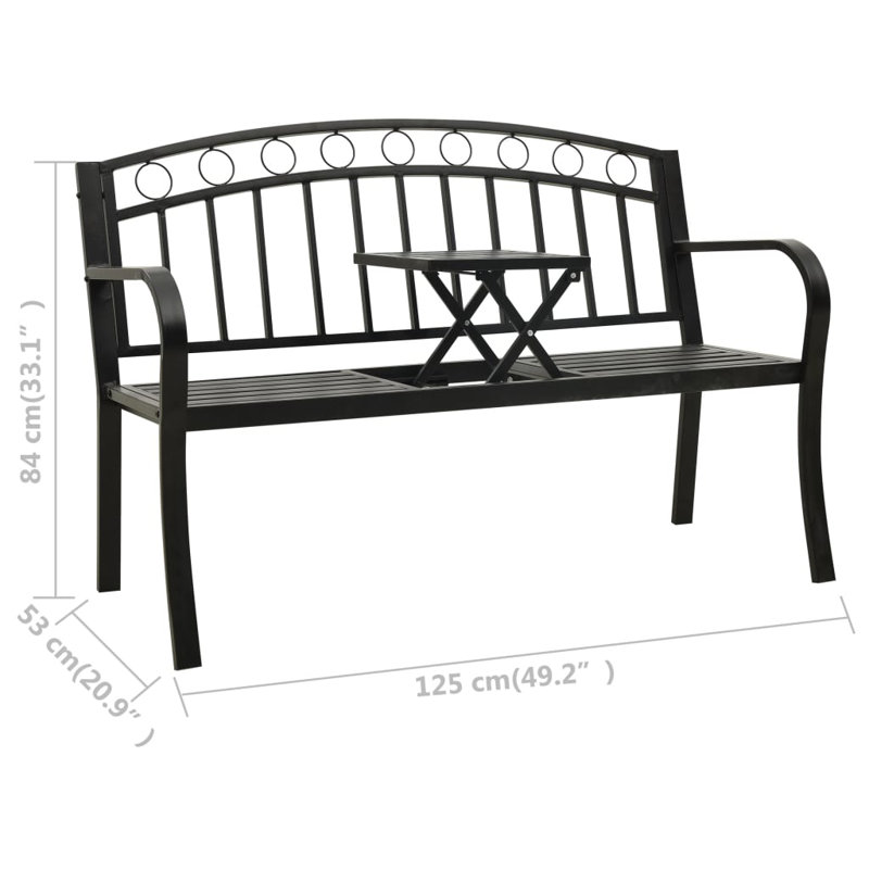 Banc de jardin en acier Brac, Noir