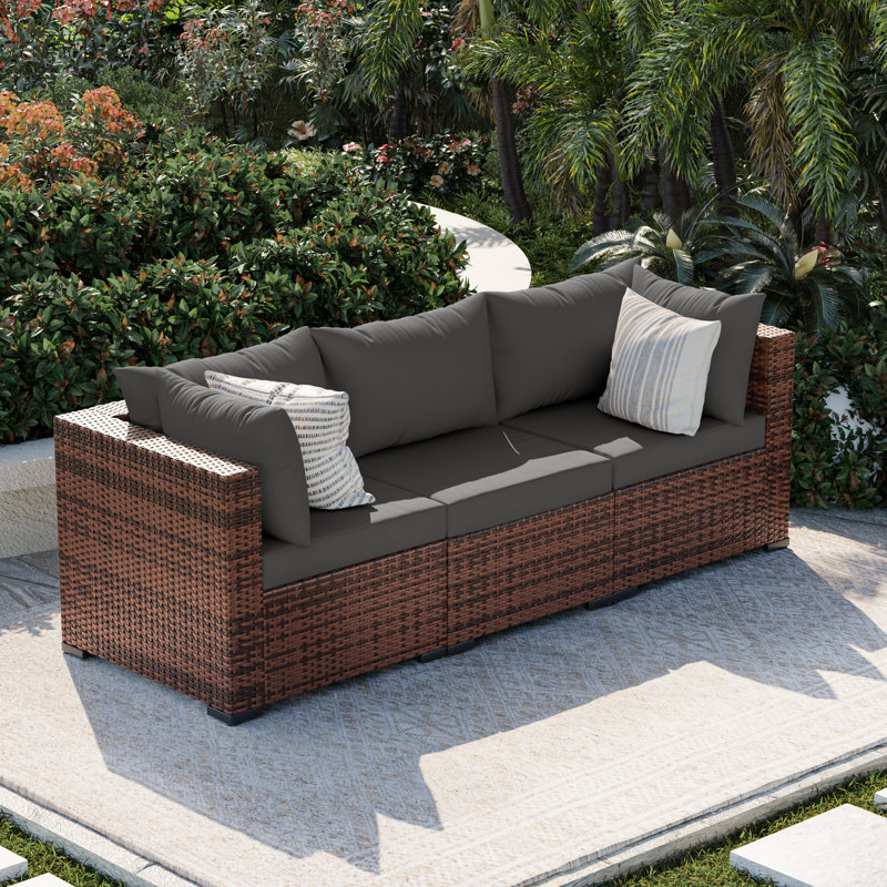Ensemble de conversation d'extérieur 2 personnes avec canapé sans accoudoirs, Gris