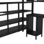 Lit mezzanine en métal avec ensemble de table et garde-robe, lit double, noir