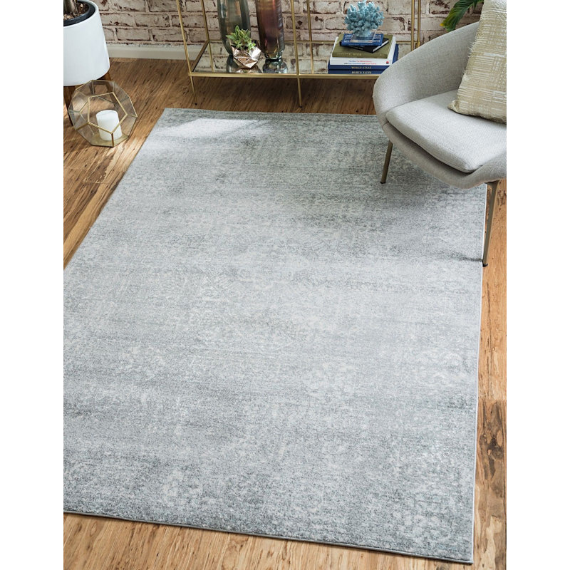 Tapis à motif oriental gris Kasha, Rectangle 5 pi x 8 pi
