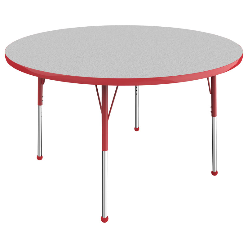 Table ronde à hauteur réglable, 48", Gris / rouge, Standard Ball Glide