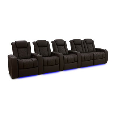 Siège de cinéma en cuir véritable de 153,75 po de largeur avec porte-gobelet