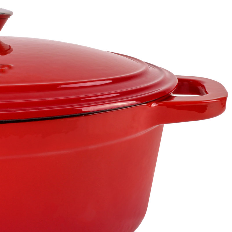 Neo Red Enameled Cast Iron Oval Dutch Oven Set, 5qt & 7qt